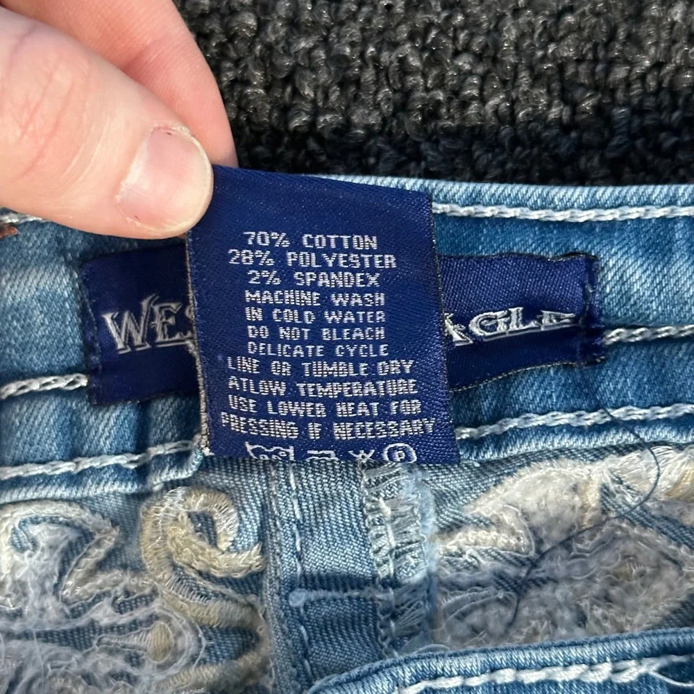 Westfield Eagle Flare Jeans Womens 5 Blue Good Cross Rhinestone Y2K McBling